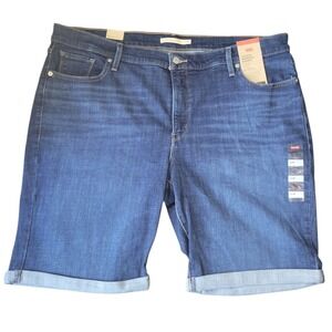 Levis Classic Bermuda Shorts Sz 22W Hypersoft Mid-rise Denim Cuffed Stretch C642